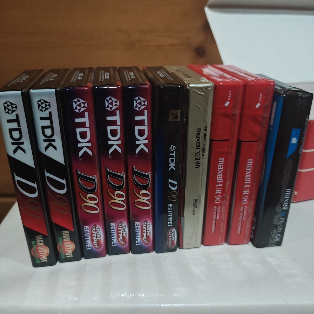 Lot of‎ 10 Various Sealed Blank Cassettes TDK D90 Maxwell B1